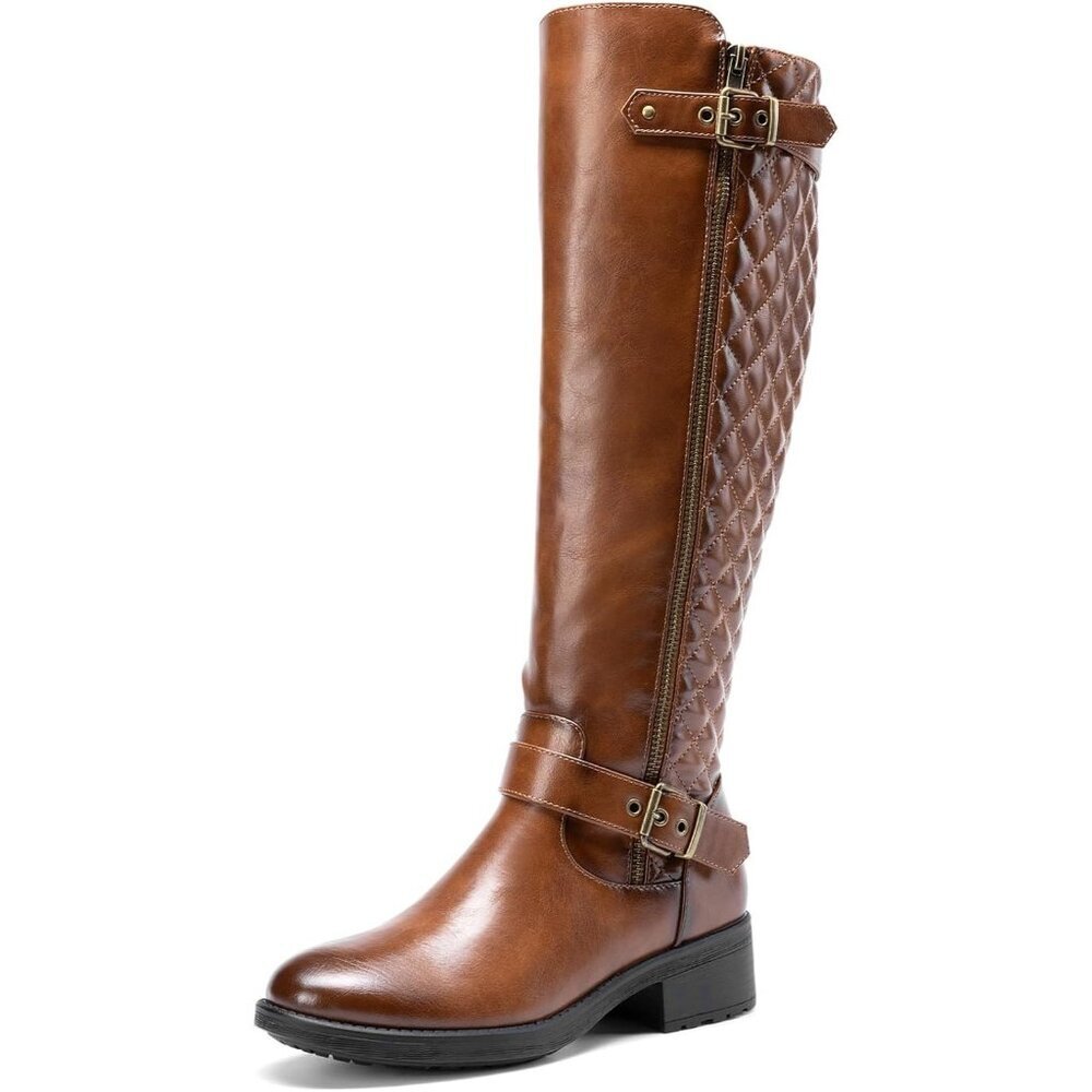 DREAM Tan PAIRDREAM PAIRS Comfortable Block Heel Side Zipper Biker Boots